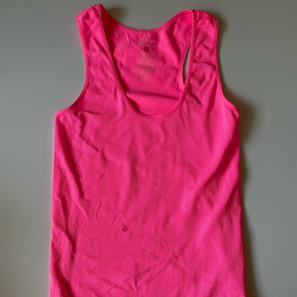 Neon pink ribbed racerback tank